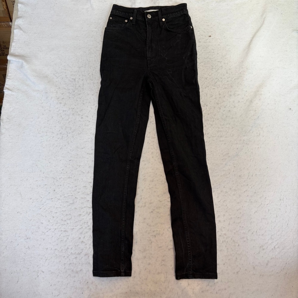 Helmut Lang Straight Leg Jeans Womens 26 Black High Rise Made in Italy